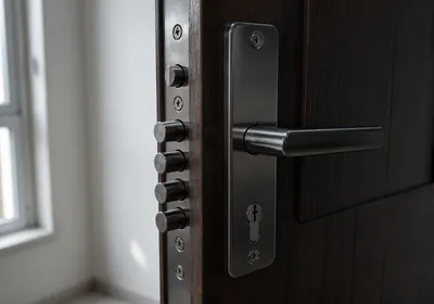 Cerradura de seguridad recién instalada en una puerta de vivienda de Utrera